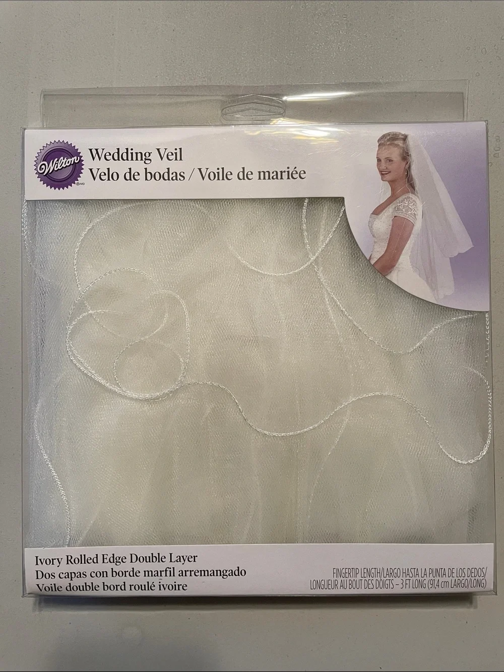 Wilton Ivory Rolled Edge Double Layer Wedding Veil